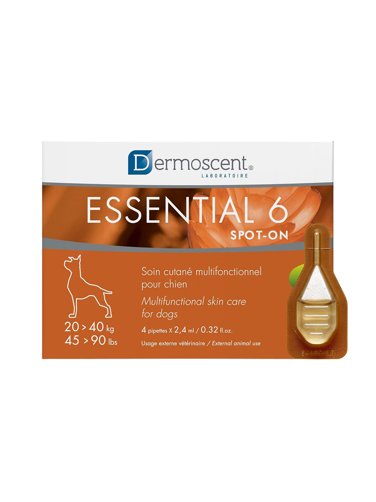 Капли для кожи и шерсти собак Dermoscent Essential 6 spot-on 20-40 кг. 4*2,4 мл.