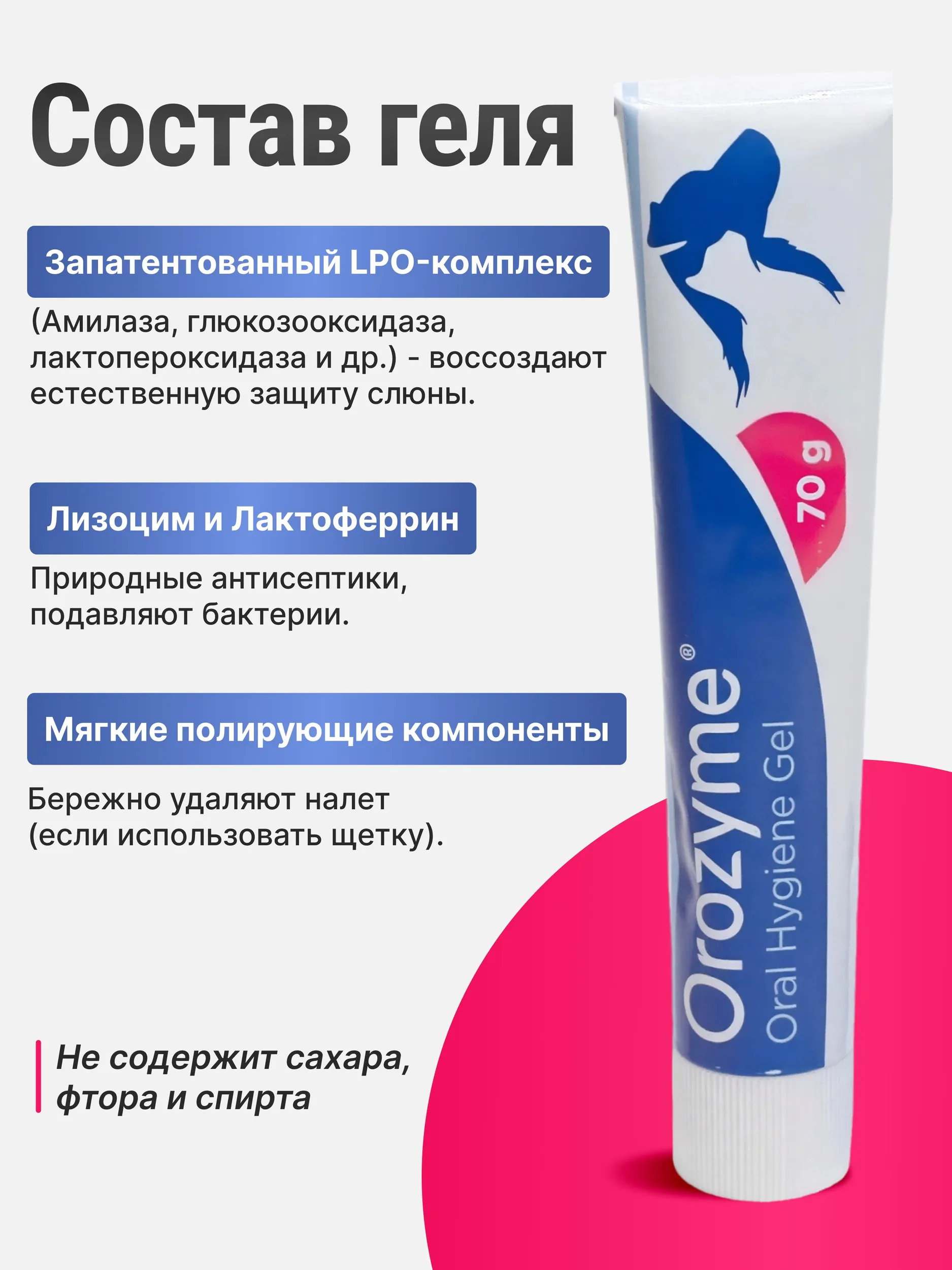 Зубной гель для чистки полости рта для всех животных Орозим Ecuphar Orozyme 70 г. Оригинал