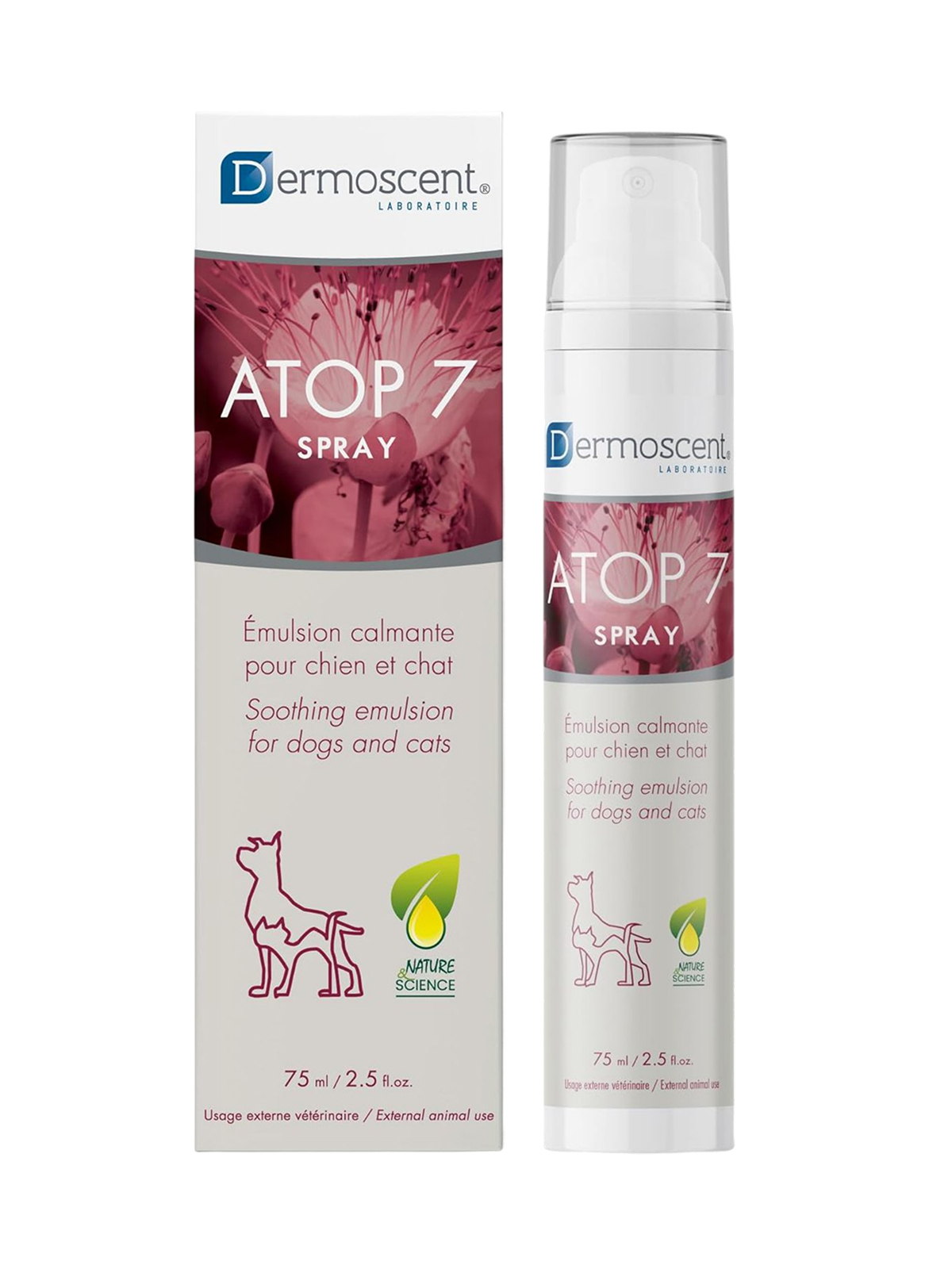 Гипоаллергенный спрей для собак и кошек от зуда и раздражений Dermoscent ATOP 7 Spray 75 мл.