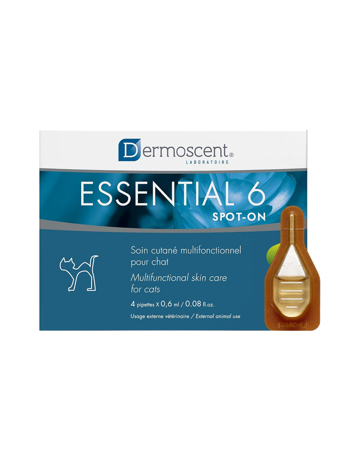 Капли для ухода за кожей и шерстью кошек Dermoscent Essential 6 spot-on cat 4*0,6 мл.