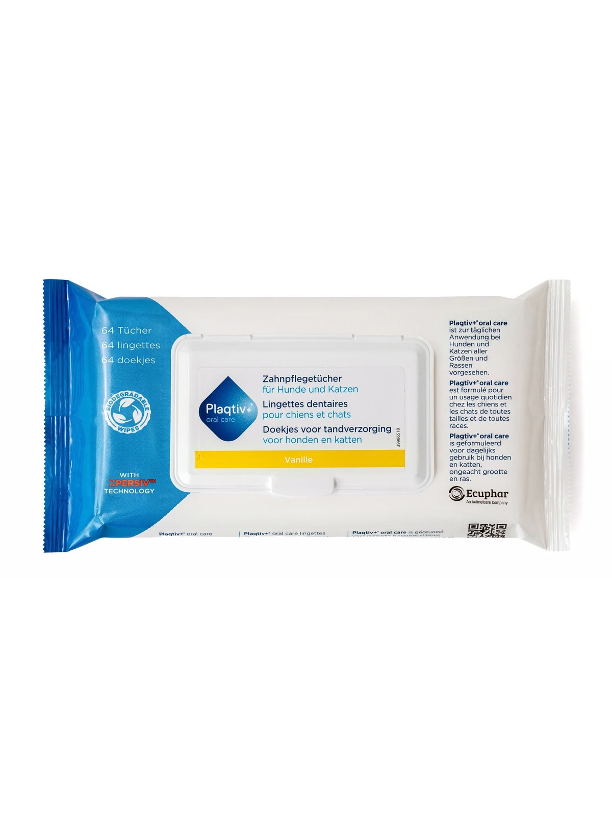 Салфетки для чистки зубов собак и кошек Plaqtiv+ Dental Wipes