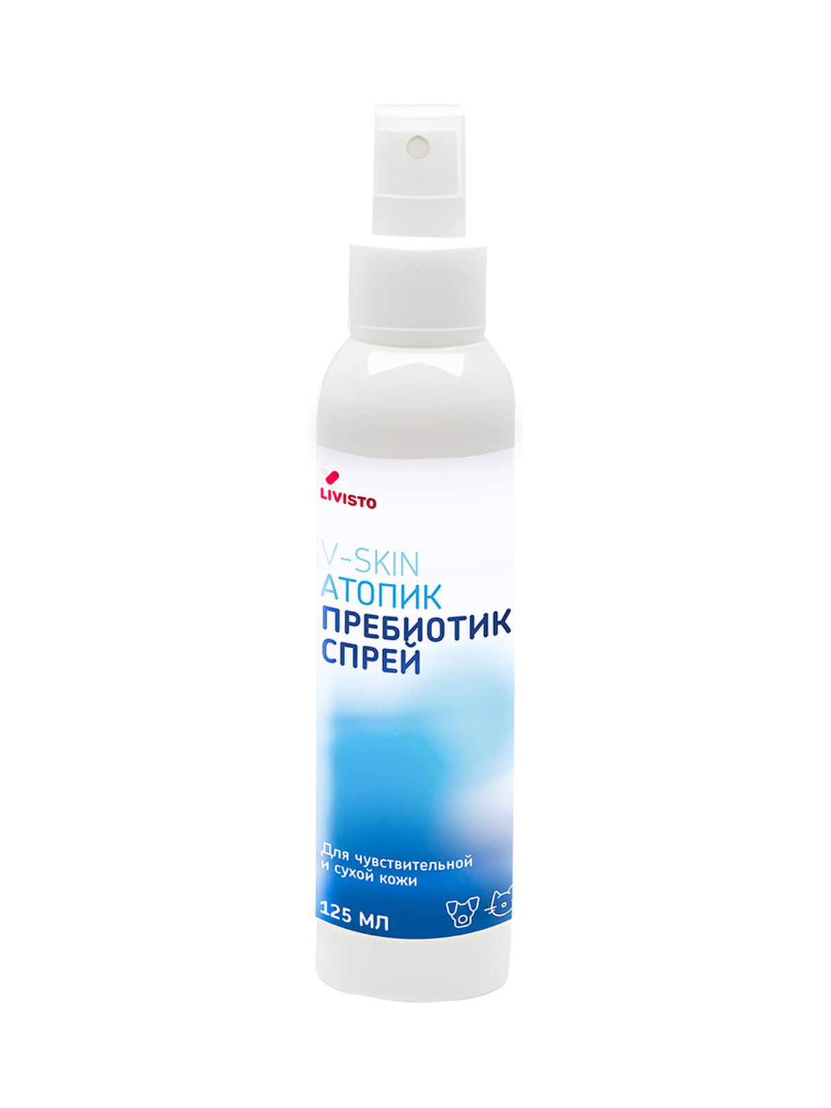 Спрей для чувствительной и сухой кожи собак и кошек LIVISTO V-SKIN Атопик Пребиотик, 125 мл